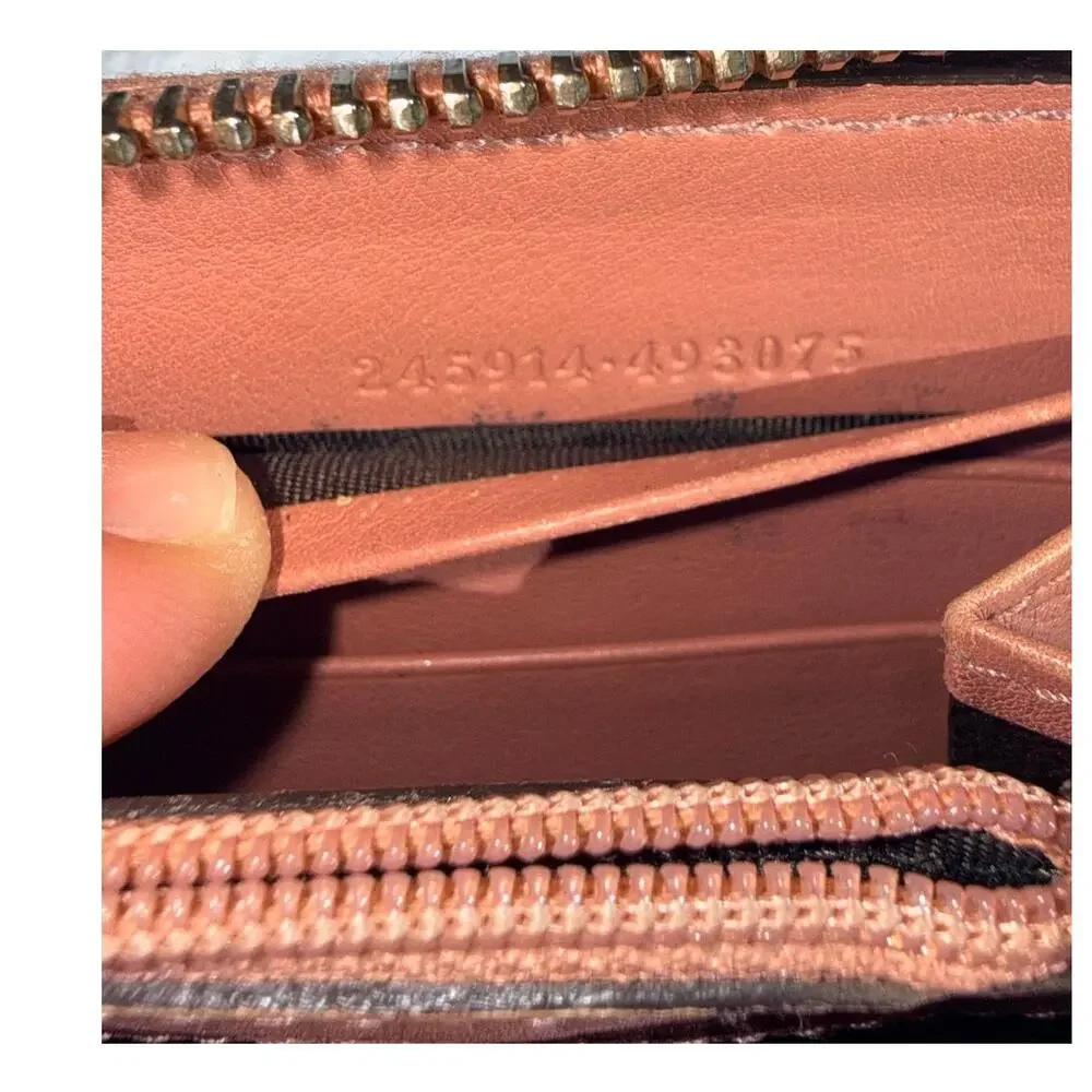Gucci Guccissima Zip Around Wallet in Mauve Pink